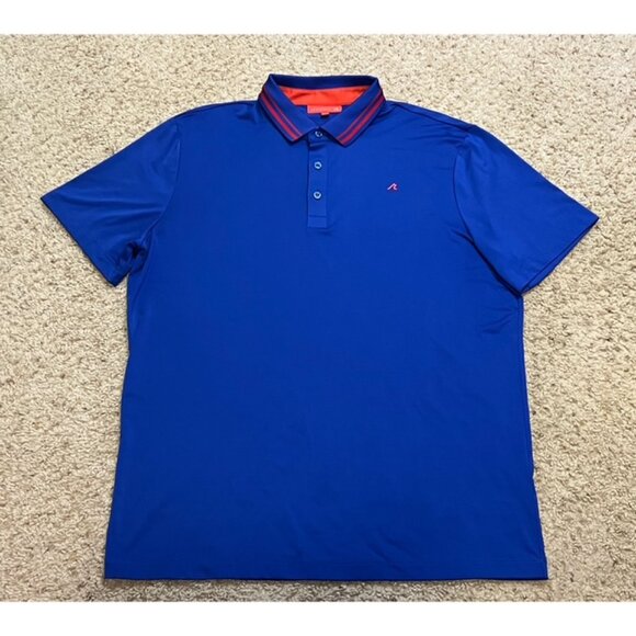 Redvanly Men Blue White Performance Golf Polo Shirt Lot Size Large L EUC - Picture 2 of 9